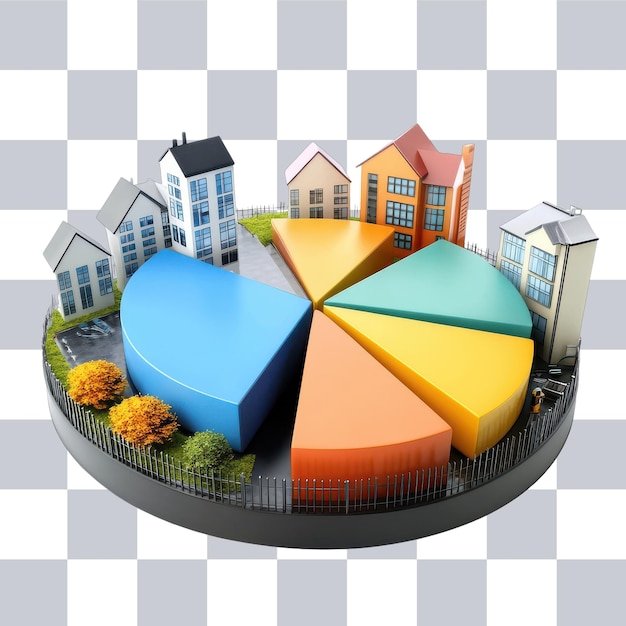A pie chart illustrating a diversified investment portfolio with different slices representing various asset classes such as stocks, bonds, real estate, commodities, and cash. The chart is visually appealing and easy to understand.