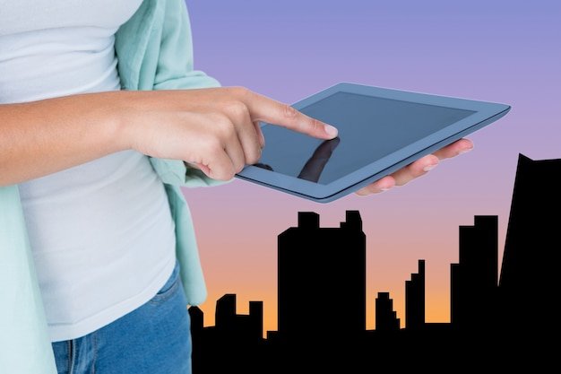 A person handing over a tablet to another person, symbolizing the transfer of digital assets and responsibilities in estate planning.