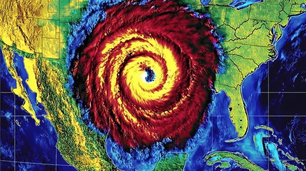 A graph showing the increasing frequency and intensity of extreme weather events in the United States over the past two decades, with clear upward trends for hurricanes, wildfires, and floods.