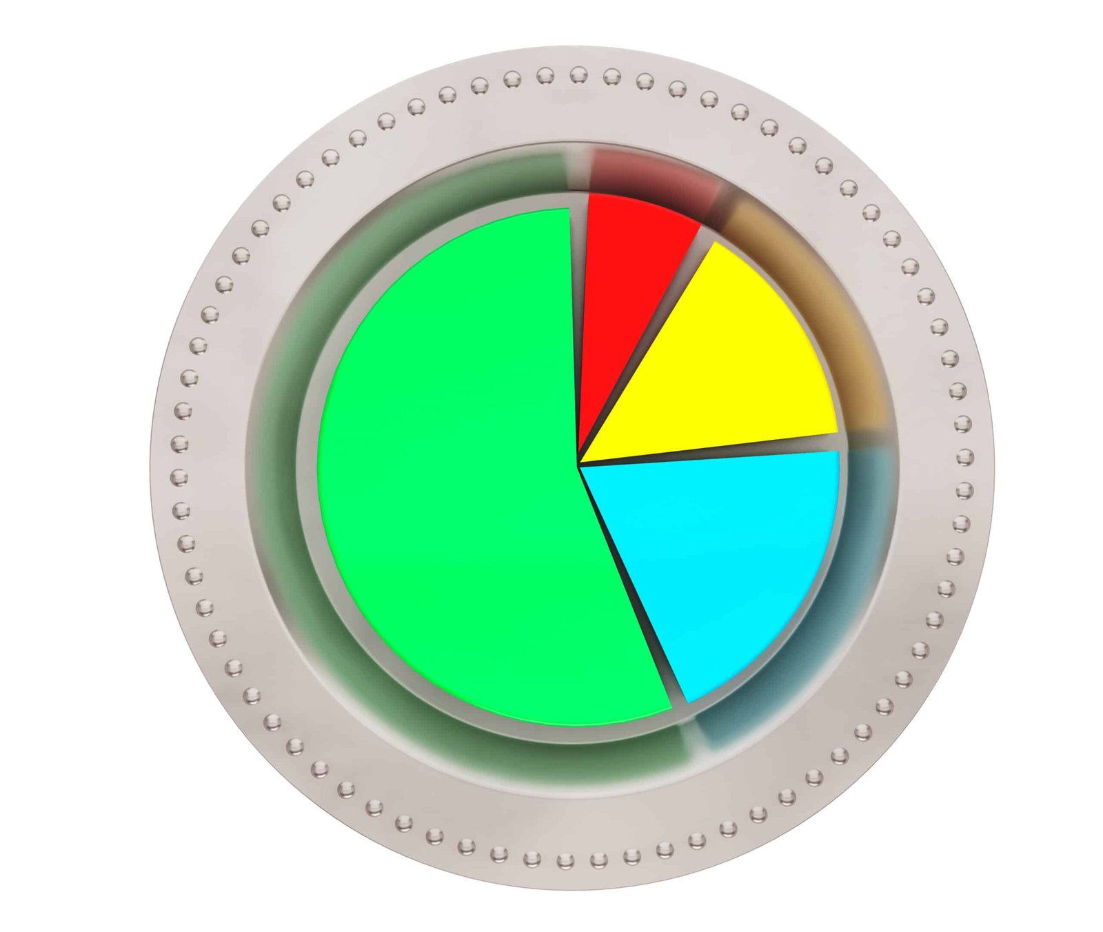 A pie chart showing the breakdown of a total stock market index fund by market capitalization, with segments representing large-cap, mid-cap, and small-cap stocks.