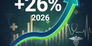 Graphic illustrating the projected 26% rise in ACA health insurance premiums by 2026, showing financial strain.