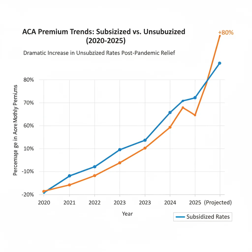 Comparative chart of subsidized vs unsubsidized ACA premium rate changes