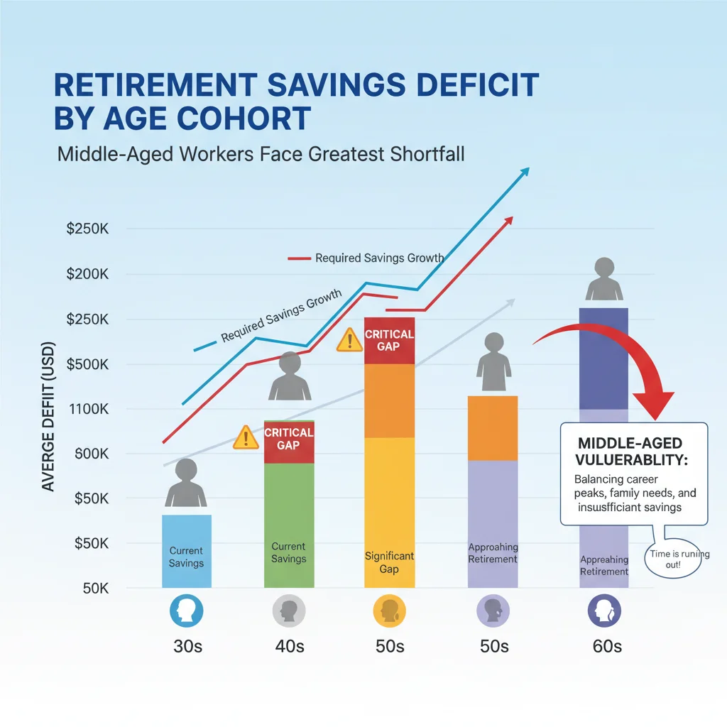 Age cohort analysis showing retirement savings deficits among middle-aged American workers.