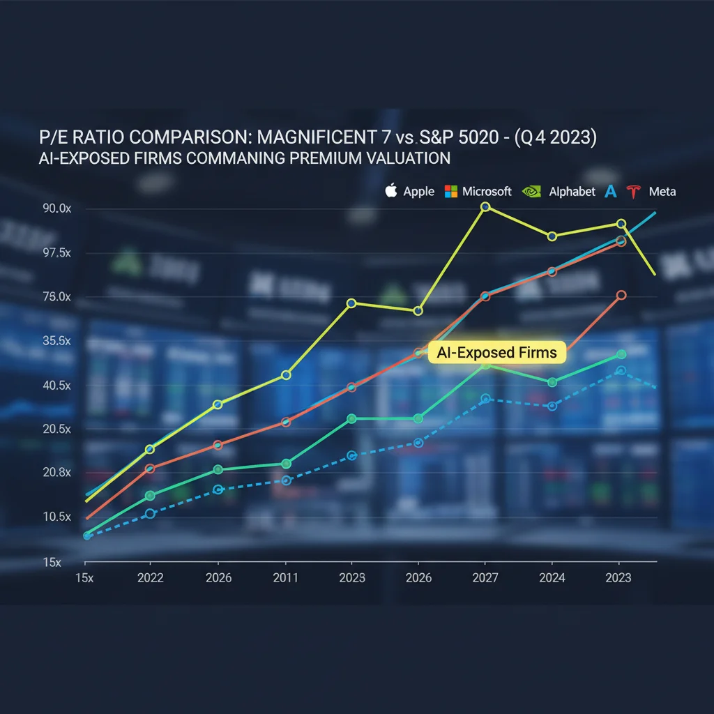 Comparative chart of P/E ratios for major AI tech stocks against the broader S&P 500 index.