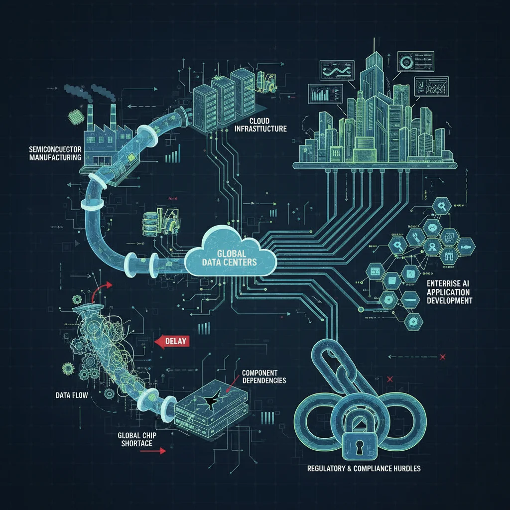 Diagram illustrating the AI supply chain from chip manufacturing to cloud computing and application deployment.
