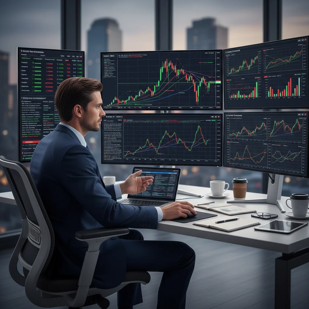Financial analyst examining market divergence and sector performance data