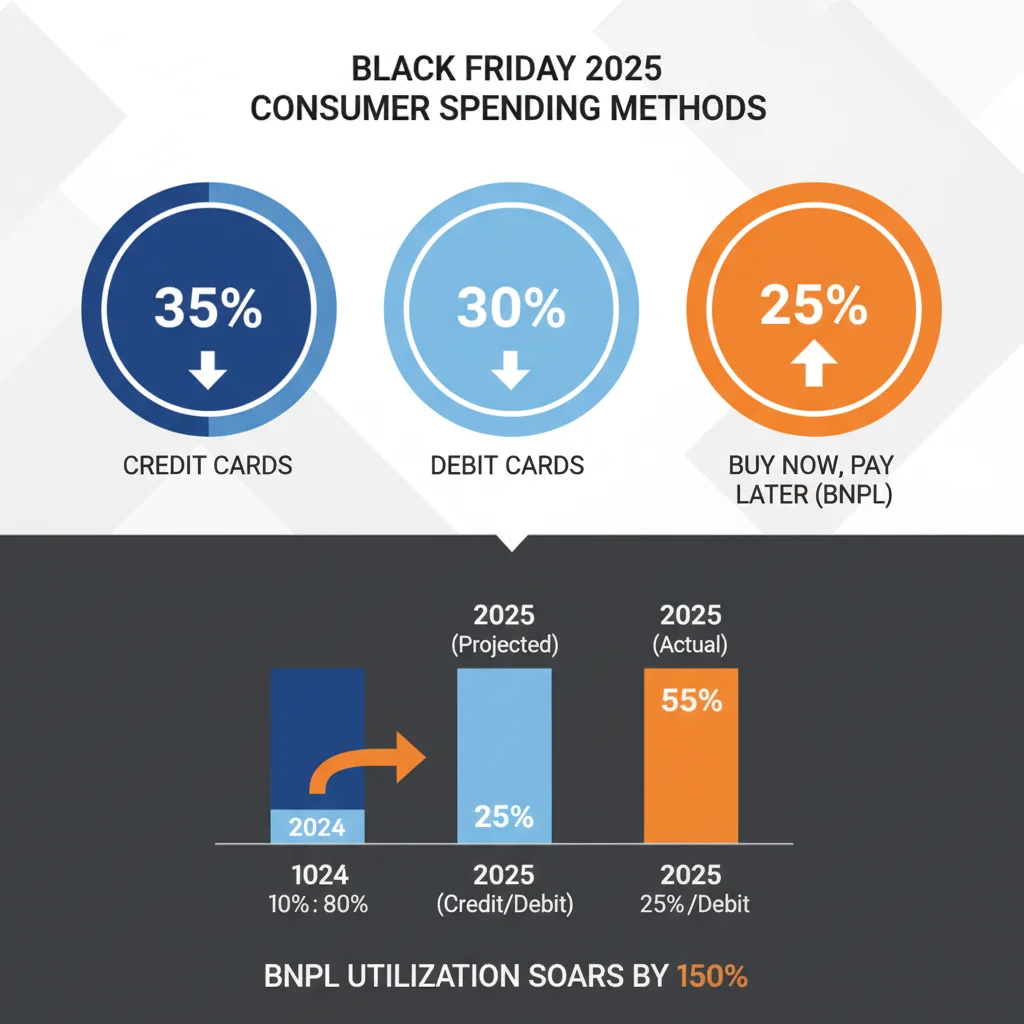 Analysis of consumer payment methods during Black Friday, showing increased BNPL usage.