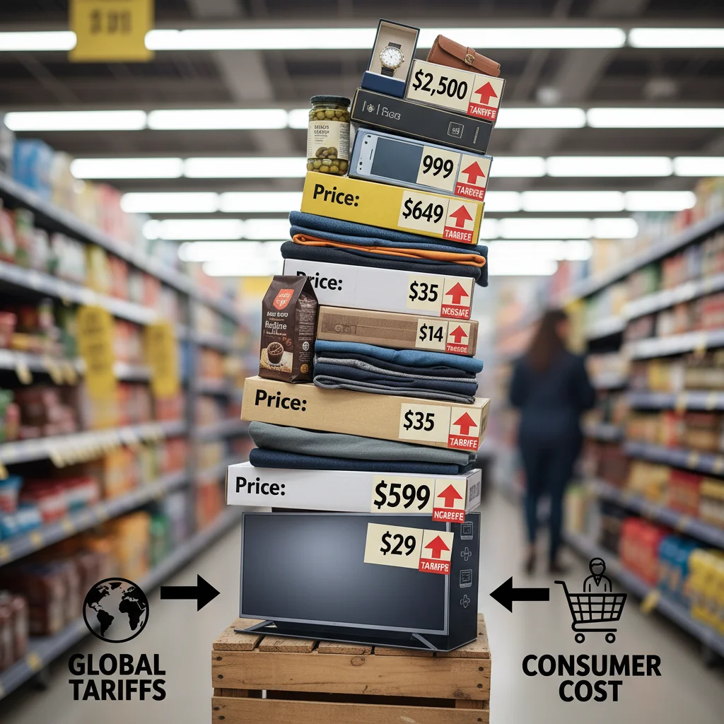 Rising prices on common consumer goods, representing the inflationary effect of import tariffs on household budgets.