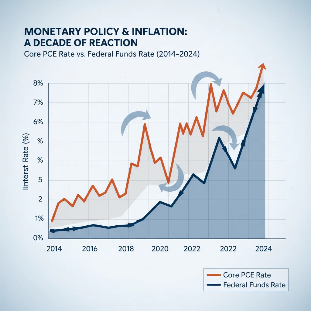 Historical correlation chart of Core PCE inflation and the Federal Funds Rate.