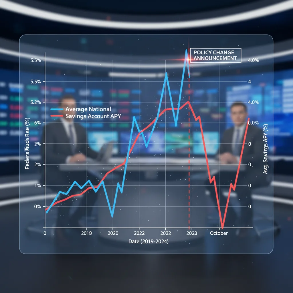 Chart illustrating the historical relationship between the Federal Funds Rate and consumer savings account APYs.
