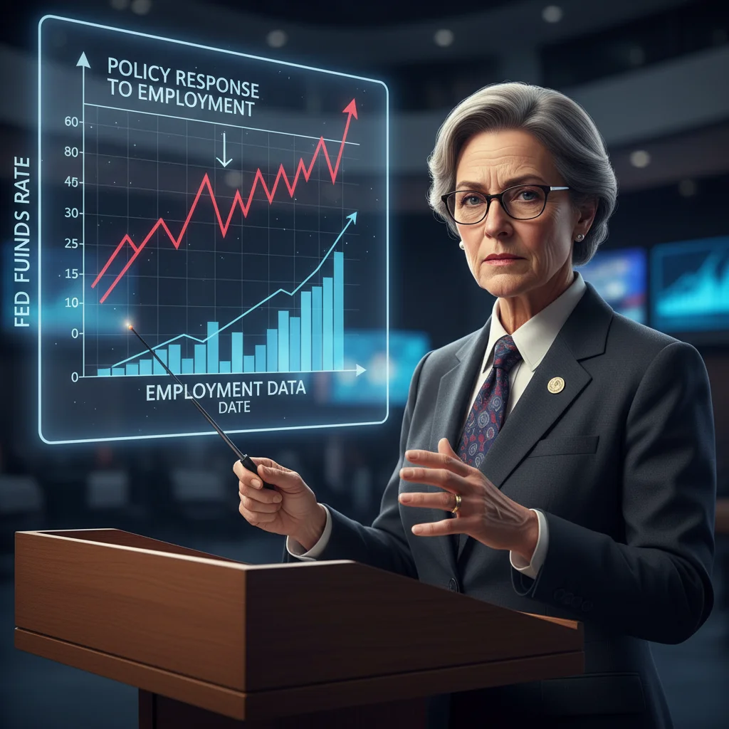 Federal Reserve official discussing monetary policy adjustments based on employment figures.