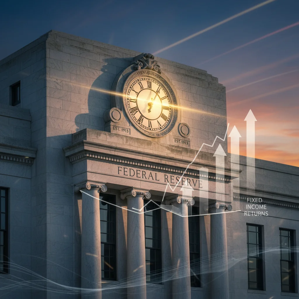Federal Reserve building facade symbolizing monetary policy decisions affecting bond returns.