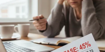 Homeowner reviewing a high property tax bill, focused on challenging the assessment.