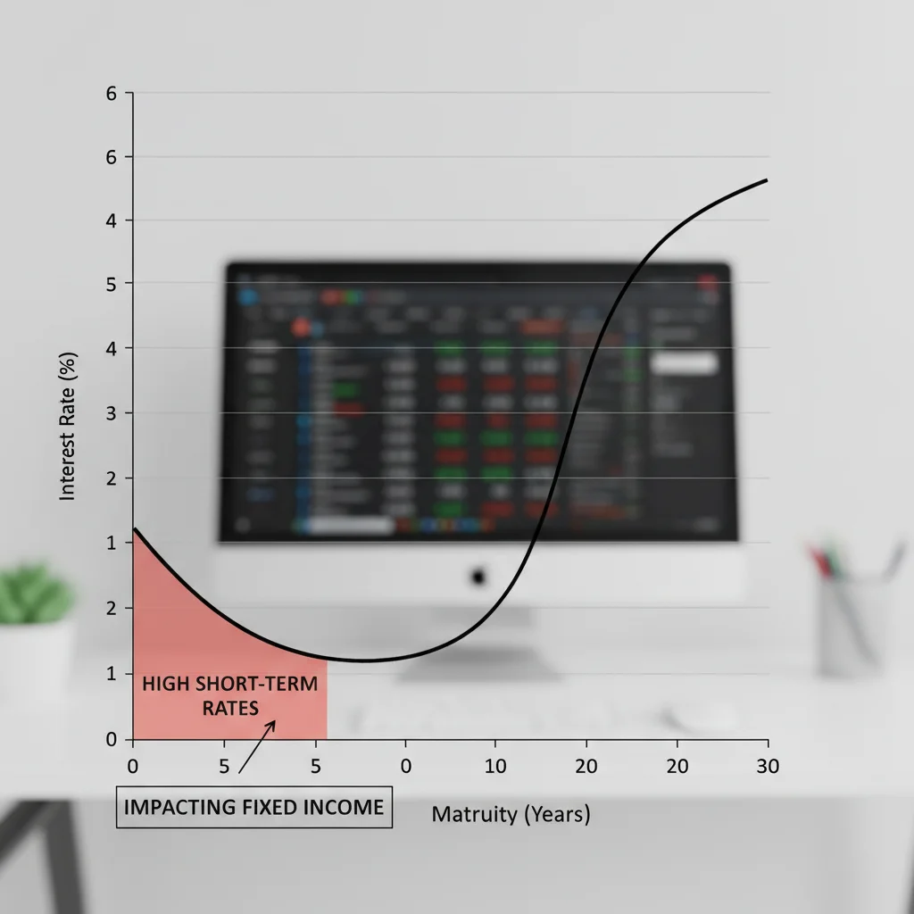 Inverted yield curve showing disparity between short-term and long-term interest rates