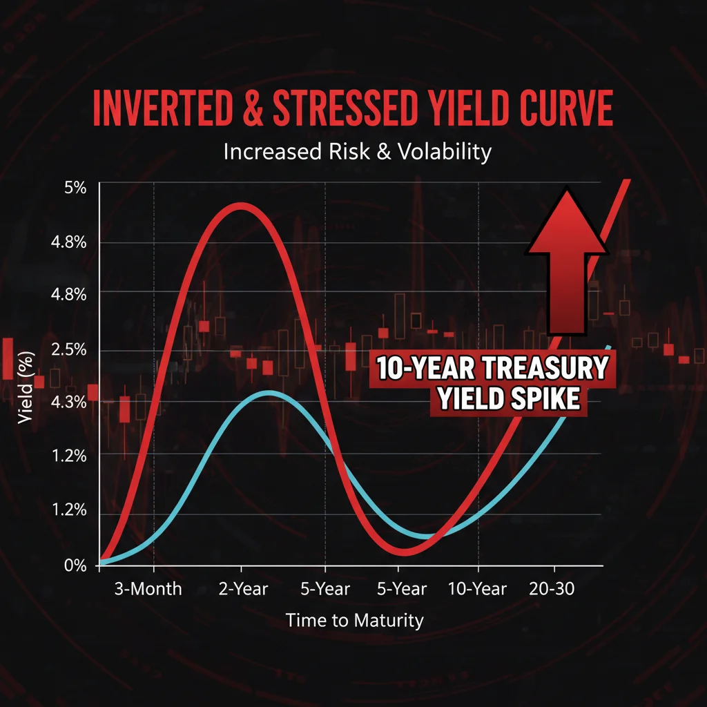 Inverted yield curve showing elevated 10-year Treasury yields and increased sovereign risk premiums