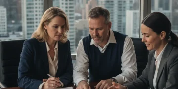 Older first-time buyers signing mortgage documents, symbolizing the strained housing affordability market.