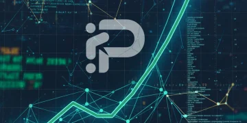 Palantir stock chart showing significant one-year growth and the company logo.