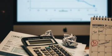 Financial calculator on tax forms illustrating year-end tax planning strategies amidst 2.8% PCE inflation data.