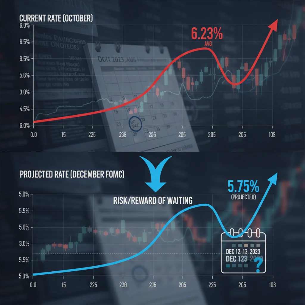 Comparison chart showing current mortgage rate versus projected December rate cut scenarios
