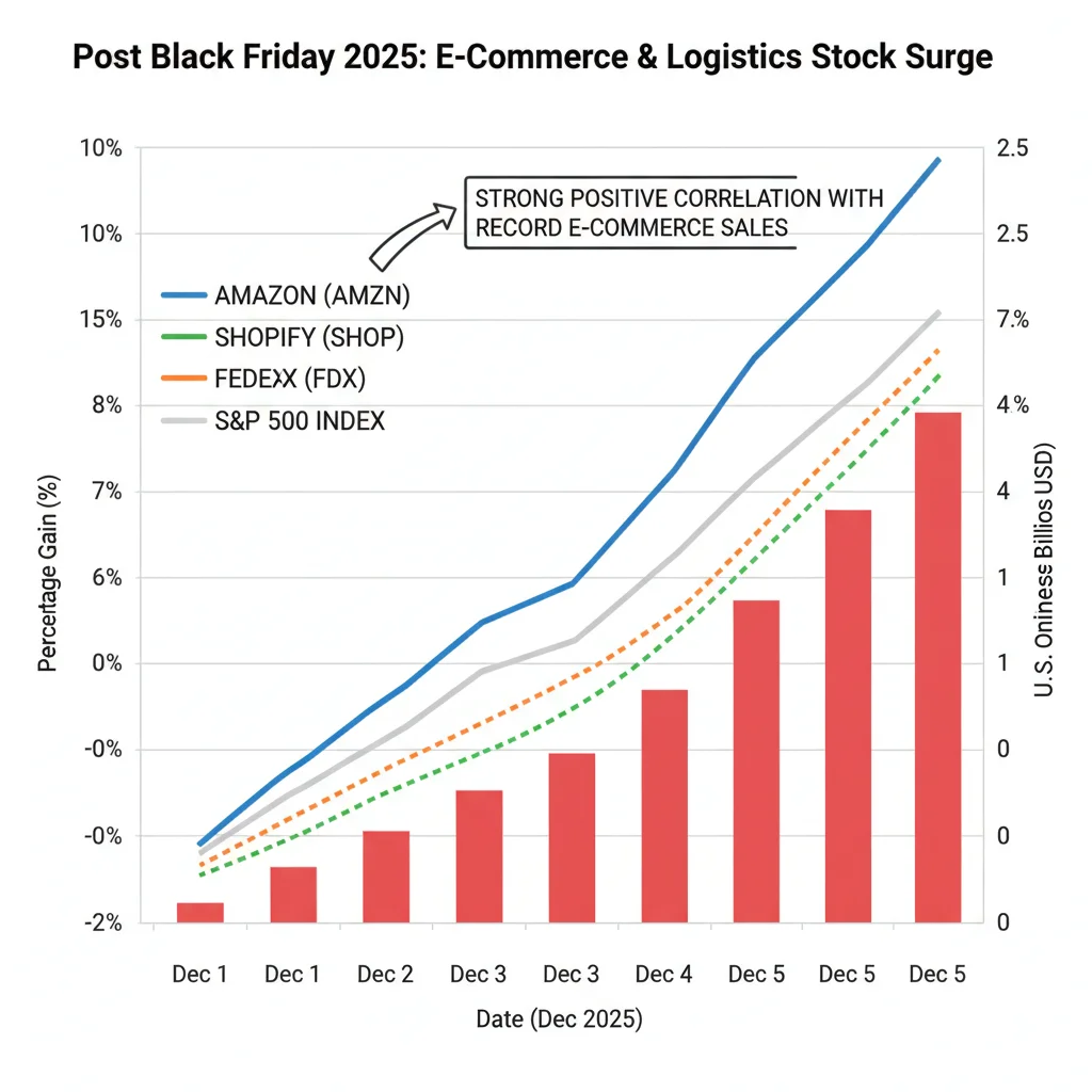 Stock market performance of major e-commerce and logistics companies post-Black Friday 2025.