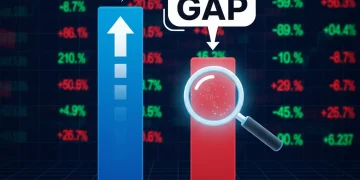 Graphic illustrating the 26% valuation gap between small-cap and large-cap stocks, highlighting the disparity in market pricing.