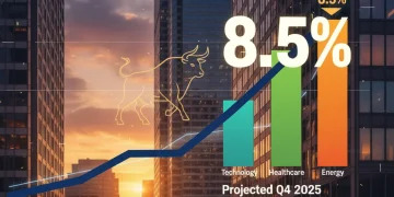 S&P 500 projected earnings growth analysis for Q4 2025, highlighting leading market sectors.