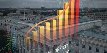 US Treasury building symbolizing high federal deficit and escalating national debt crisis