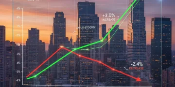 Chart illustrating the sharp divergence between value stocks and growth stocks performance in November